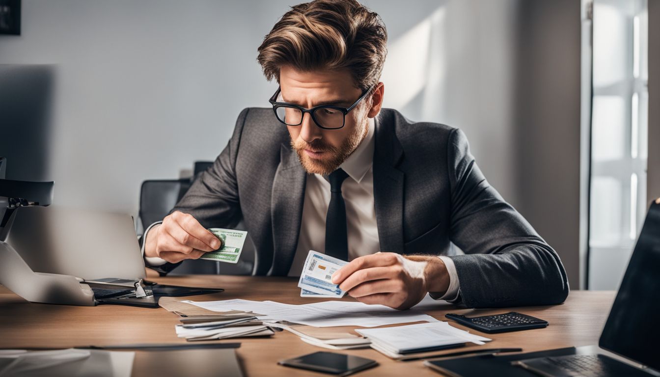 A person celebrates debt reduction by tearing up credit card bills.