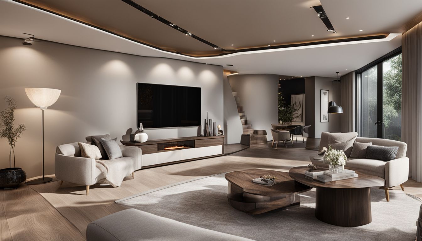 A modern living room showcasing virtual staging for property sales.