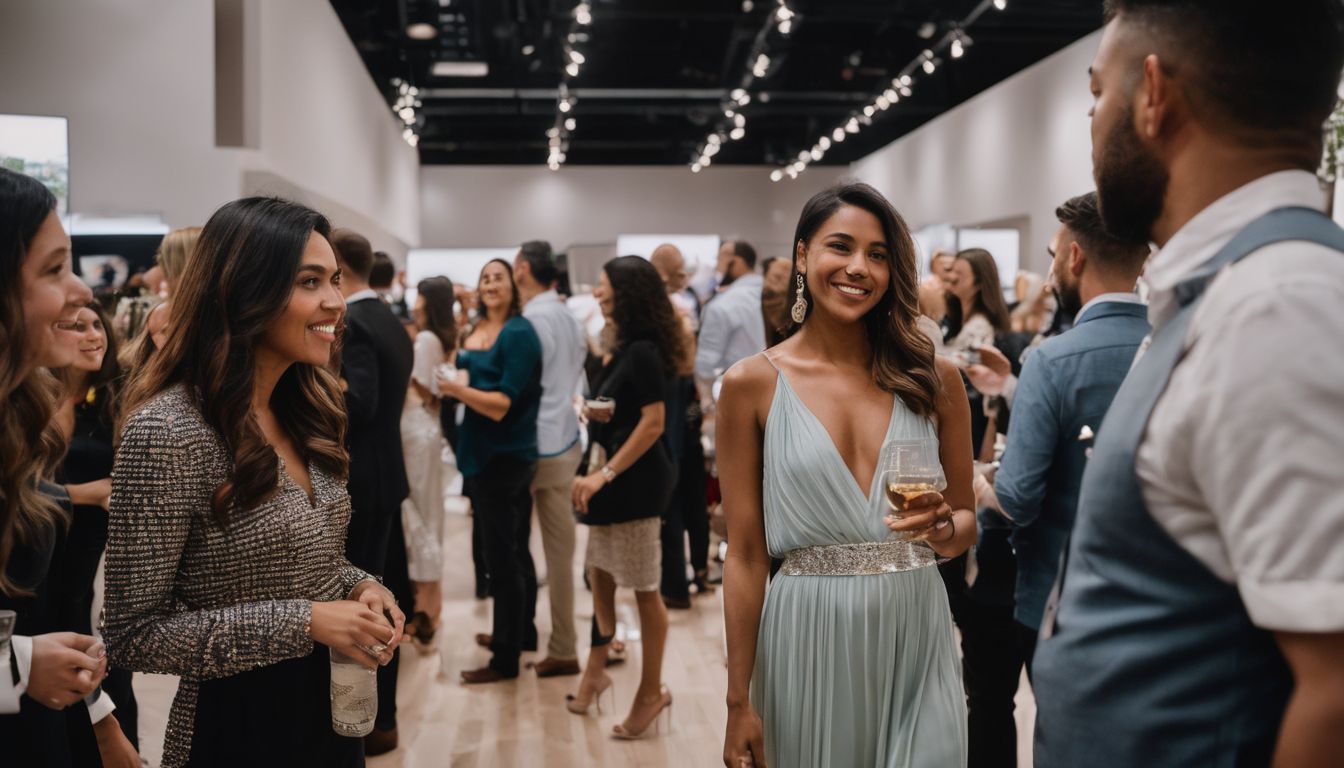 A diverse group explores a beautifully staged open house.