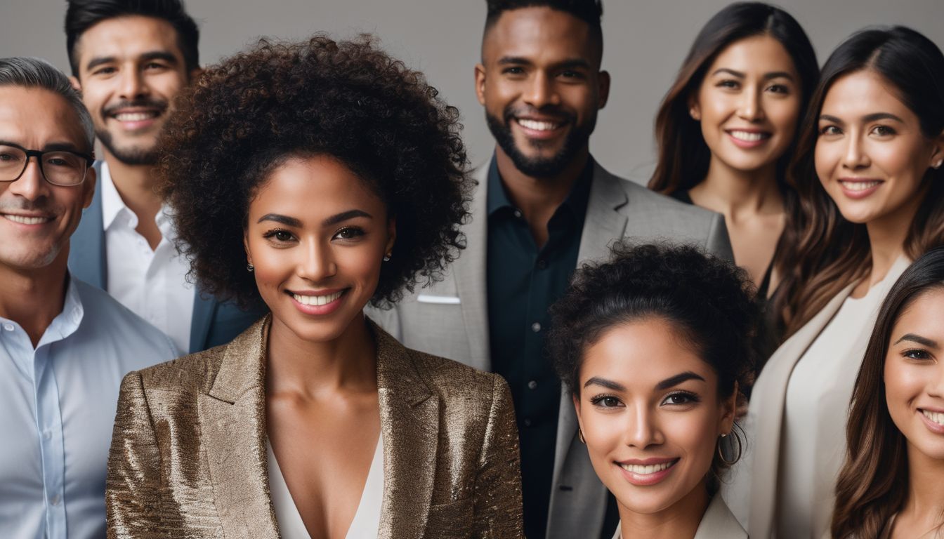 A diverse group of people standing together with a bilingual real estate agent.