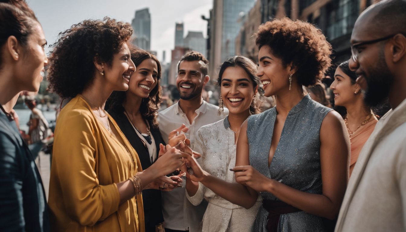 A diverse group of people using sign language to communicate.