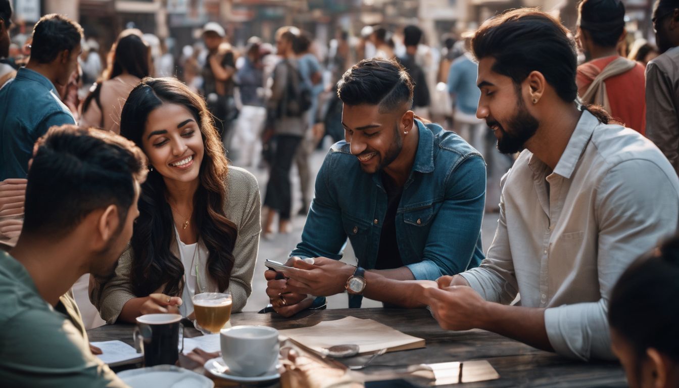 A group of people from various cultures conversing and exchanging ideas.