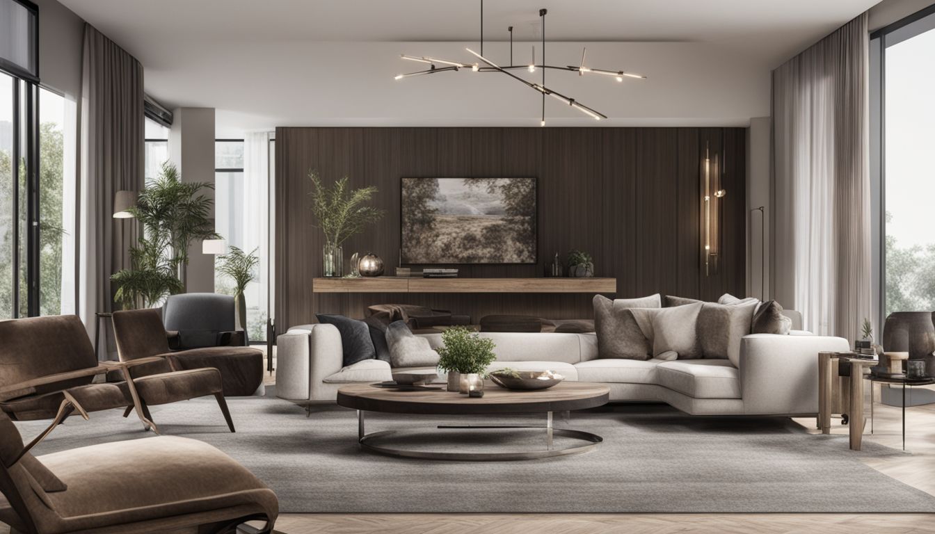 A modern living room with stylish furniture and decor.