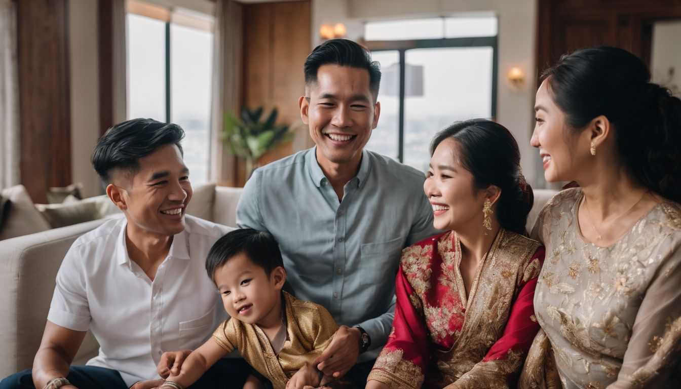 A Vietnamese family celebrates together in their spacious, multigenerational home.