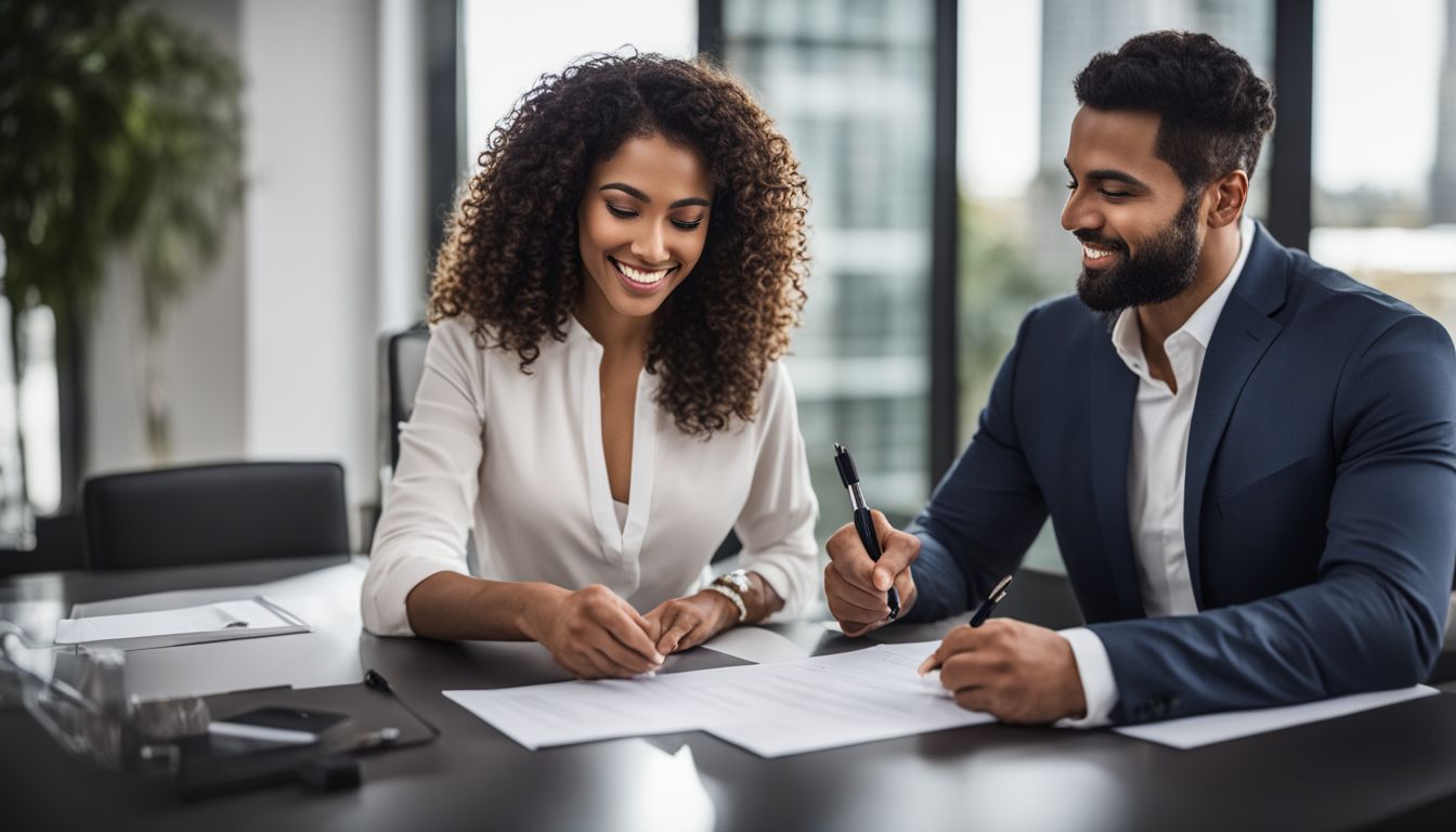 A real estate agent signing a confidentiality agreement with a client.