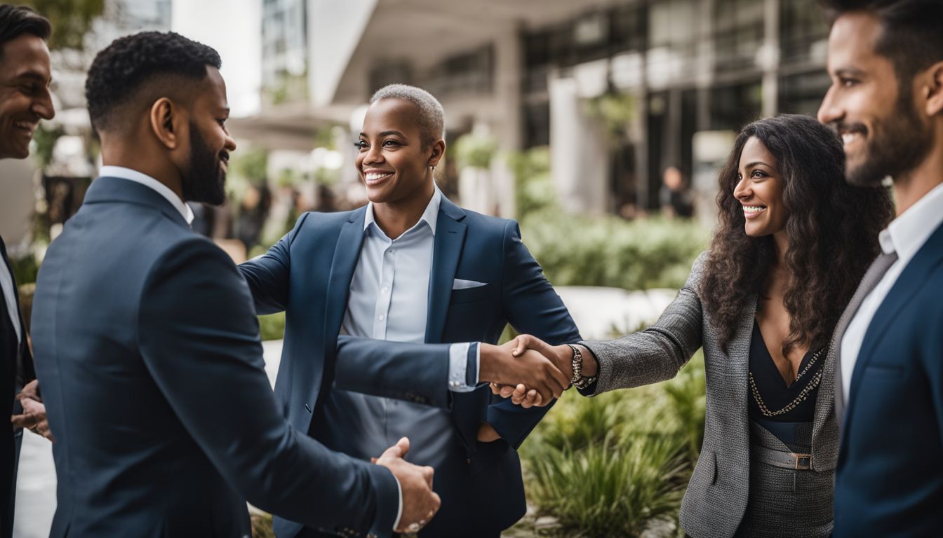 Realtor networking with professionals at a real estate conference.