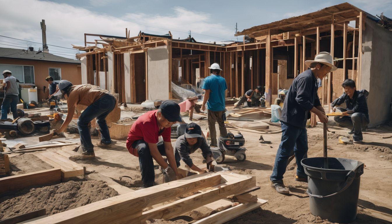 A group of Vietnamese residents rebuild their homes in Little Saigon.