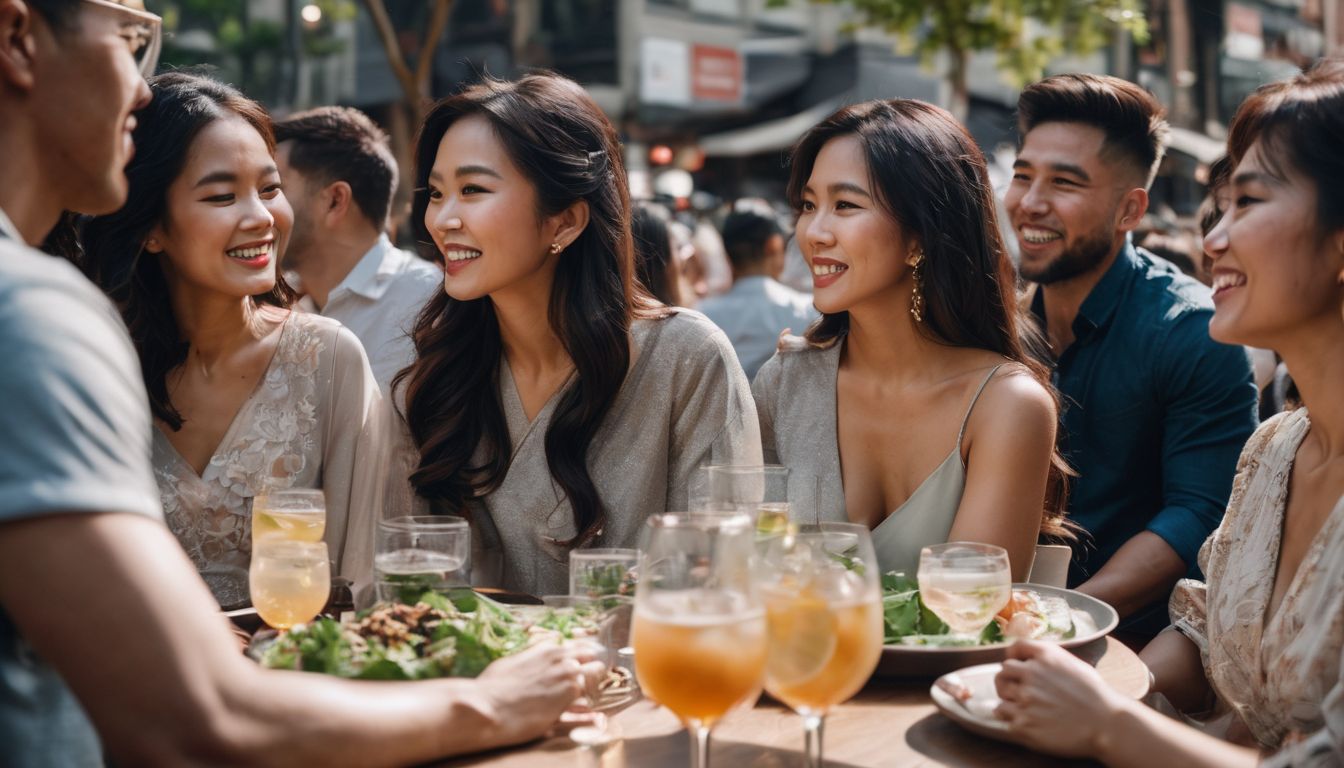 A diverse group of friends enjoying a vibrant community gathering.