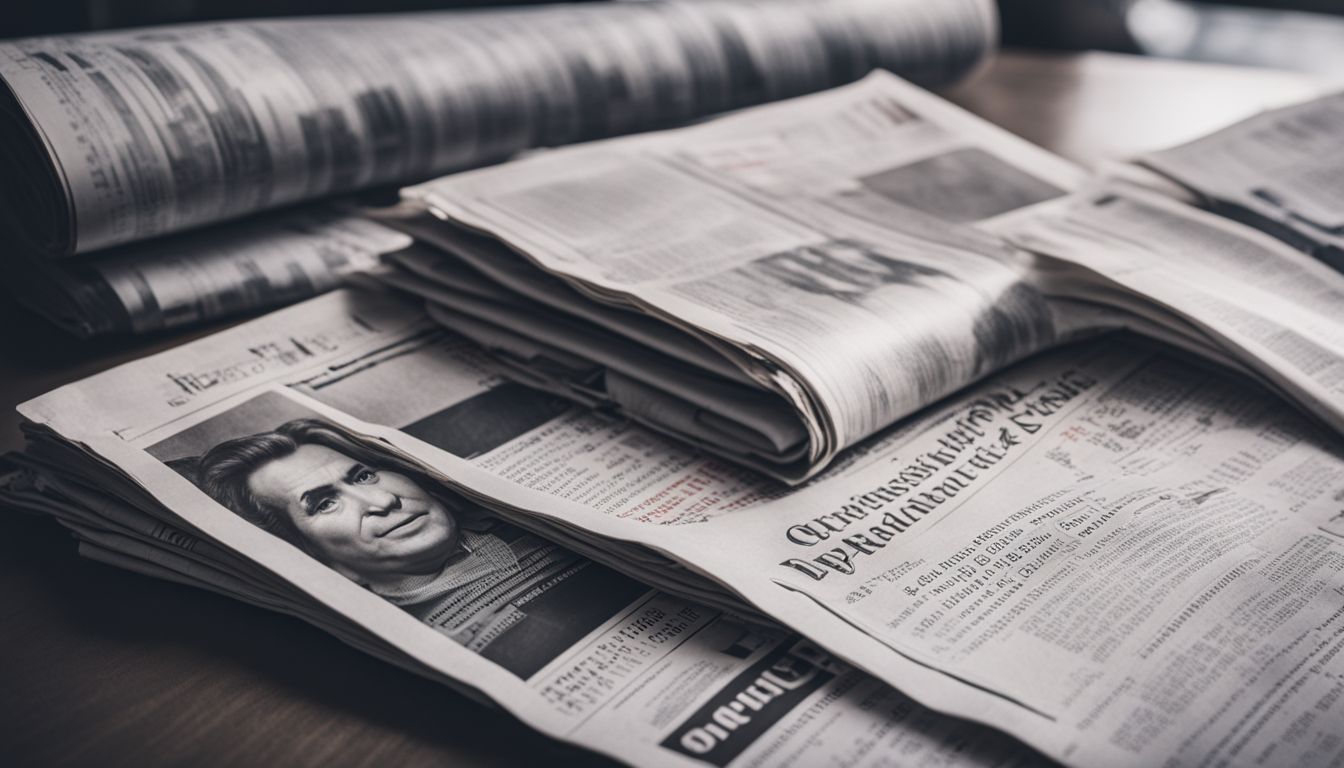 Stack of newspapers and financial charts symbolizing real estate market news.