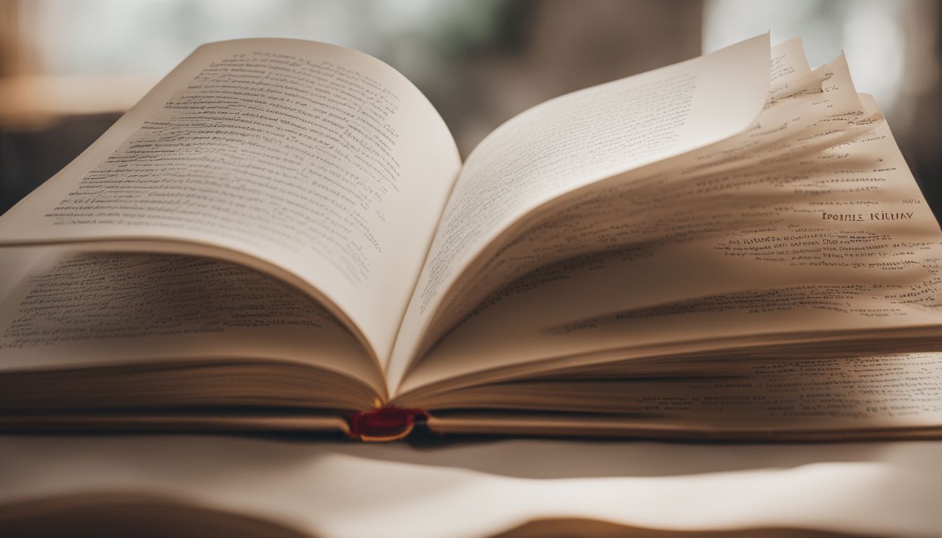 A diverse group of people exploring a book with bilingual words.